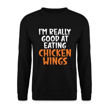 Cadeaux d’ailes de poulet - Sweat-shirt Unisexe - noir - Devant - Alina (178cm) & Michal (187cm)