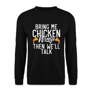 Cadeaux d’ailes de poulet - Sweat-shirt Unisexe - noir - Devant - Alina (178cm) & Michal (187cm)