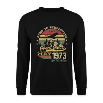 51 years old Aged to Perfection born in May 1973 - Unisex Sweatshirt - black - Front - Alina (178cm) & Michal (187cm)