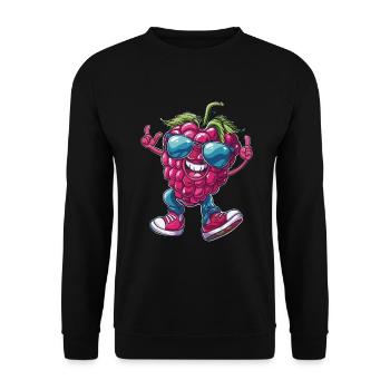 Himbeeren - Unisex Pullover - Schwarz - Vorne - Alina (178cm) & Michal (187cm)