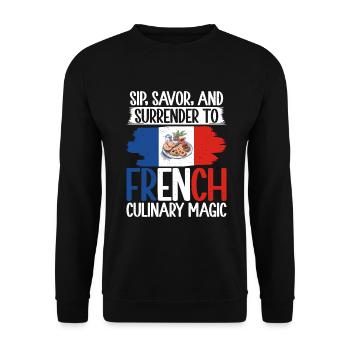 Cadeaux de cuisine française - Sweat-shirt Unisexe - noir - Devant - Alina (178cm) & Michal (187cm)