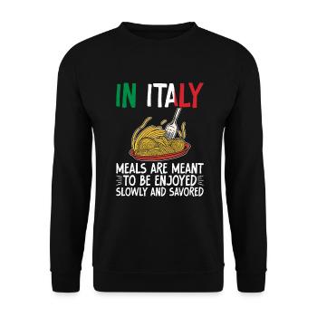 Italian Food Gifts - Unisex Pullover - Schwarz - Vorne - Alina (178cm) & Michal (187cm)