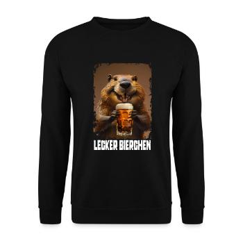 Delicious Beer Beaver - Unisex Sweatshirt - black - Front - Alina (178cm) & Michal (187cm)