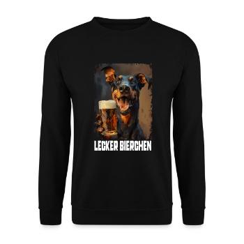 Delicious Beer Doberman - Unisex Sweatshirt - black - Front - Alina (178cm) & Michal (187cm)