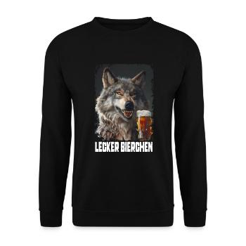 Delicious Beer Wolf - Unisex Sweatshirt - black - Front - Alina (178cm) & Michal (187cm)