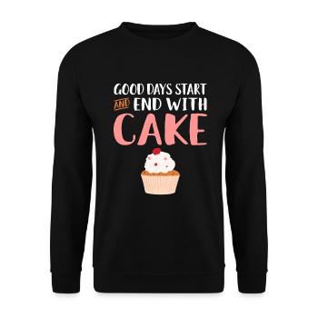 Cake Lover Cake Gift - Unisex Sweatshirt - black - Front - Alina (178cm) & Michal (187cm)