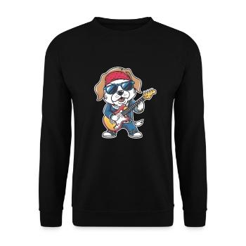 Faultier spielt Gitarre Geschenk - Unisex Pullover - Schwarz - Vorne - Alina (178cm) & Michal (187cm)