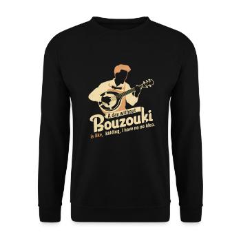 Bouzouki Instrument Gift - Unisex Sweatshirt - black - Front - Alina (178cm) & Michal (187cm)