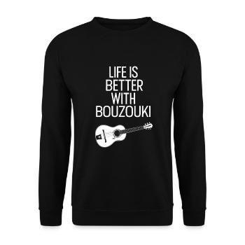 Bouzouki Instrument Gift - Unisex Sweatshirt - black - Front - Alina (178cm) & Michal (187cm)