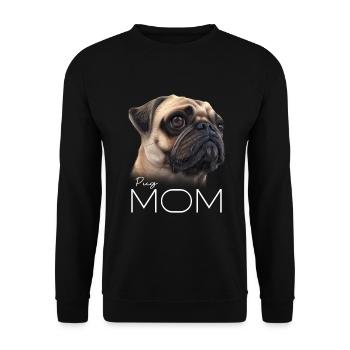 Pug Mops Mama - Unisex Pullover - Schwarz - Vorne - Alina (178cm) & Michal (187cm)