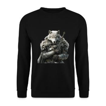 Wolf Knight Middle Ages - Unisex Sweatshirt - black - Front - Alina (178cm) & Michal (187cm)