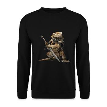 Bearded Dragon Knight Medieval - Unisex Sweatshirt - black - Front - Alina (178cm) & Michal (187cm)