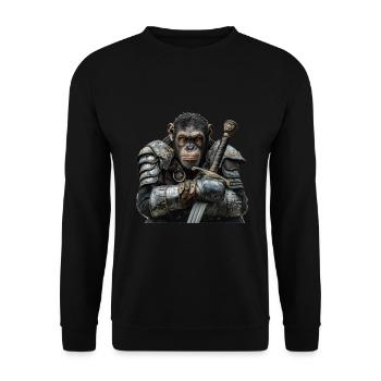 Chimpanzee Knight Middle Ages - Unisex Sweatshirt - black - Front - Alina (178cm) & Michal (187cm)