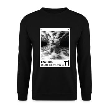 AI am Thallium (at) Mode periodictable Stil - Unisex Pullover - Schwarz - Vorne - Alina (178cm) & Michal (187cm)