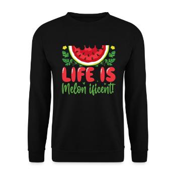 Melon Gift - Unisex Pullover - Schwarz - Vorne - Alina (178cm) & Michal (187cm)