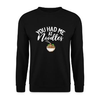 Noodle Lover Gifts - Unisex Pullover - Schwarz - Vorne - Alina (178cm) & Michal (187cm)
