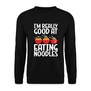 Noodle Lover Gifts - Unisex Pullover - Schwarz - Vorne - Alina (178cm) & Michal (187cm)