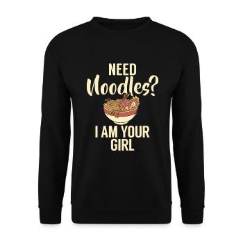 Noodle Lover Gifts - Unisex Pullover - Schwarz - Vorne - Alina (178cm) & Michal (187cm)