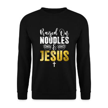 Noodle Lover Gifts - Unisex Pullover - Schwarz - Vorne - Alina (178cm) & Michal (187cm)