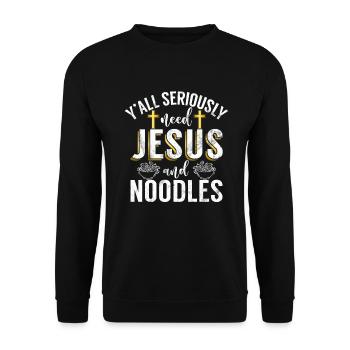 Noodle Lover Gifts - Unisex Pullover - Schwarz - Vorne - Alina (178cm) & Michal (187cm)