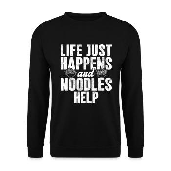 Noodle Lover Gifts - Unisex Pullover - Schwarz - Vorne - Alina (178cm) & Michal (187cm)