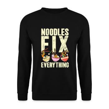 Noodle Lover Gifts - Unisex Pullover - Schwarz - Vorne - Alina (178cm) & Michal (187cm)