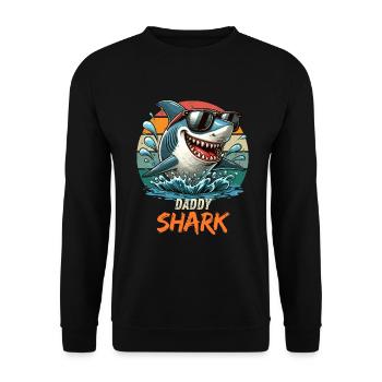 Father Father's Day Shark Daddy Shark Sea Holiday Funny - Unisex Sweatshirt - black - Front - Alina (178cm) & Michal (187cm)