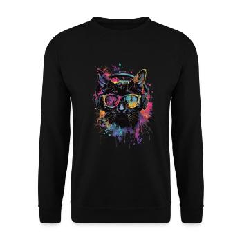 Black cat - Unisex Sweatshirt - black - Front - Alina (178cm) & Michal (187cm)