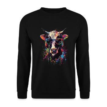 Kuh - Unisex Pullover - Schwarz - Vorne - Alina (178cm) & Michal (187cm)