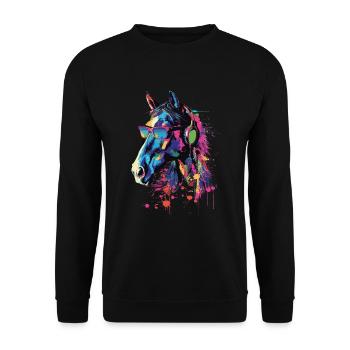 Pferd - Unisex Pullover - Schwarz - Vorne - Alina (178cm) & Michal (187cm)