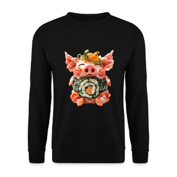 Schwein Gimbap - Unisex Pullover - Schwarz - Vorne - Alina (178cm) & Michal (187cm)