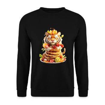 Tiger Pancakes - Unisex Pullover - Schwarz - Vorne - Alina (178cm) & Michal (187cm)