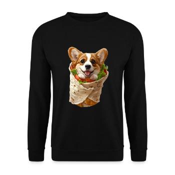 Corgi Burrito - Unisex Pullover - Schwarz - Vorne - Alina (178cm) & Michal (187cm)