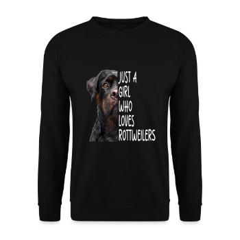 Rottweiler Girl Geschenk - Unisex Pullover - Schwarz - Vorne - Alina (178cm) & Michal (187cm)