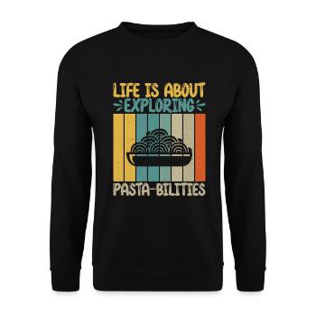 Pasta Lover Gifts - Unisex Sweatshirt - black - Front - Alina (178cm) & Michal (187cm)