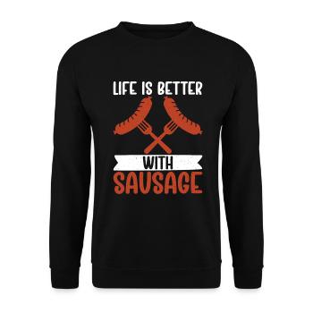 Sausage Lover - Unisex Pullover - Schwarz - Vorne - Alina (178cm) & Michal (187cm)