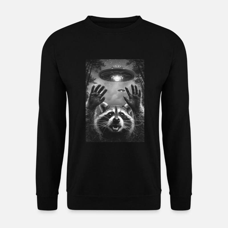 Ufo Selfie Waschbär - Unisex Pullover - Schwarz