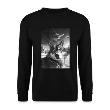 OVNI Selfie Loup - Sweat-shirt Unisexe - noir - Devant - Alina (178cm) & Michal (187cm)