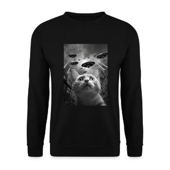 Chat selfie OVNI - Sweat-shirt Unisexe - noir - Devant - Alina (178cm) & Michal (187cm)