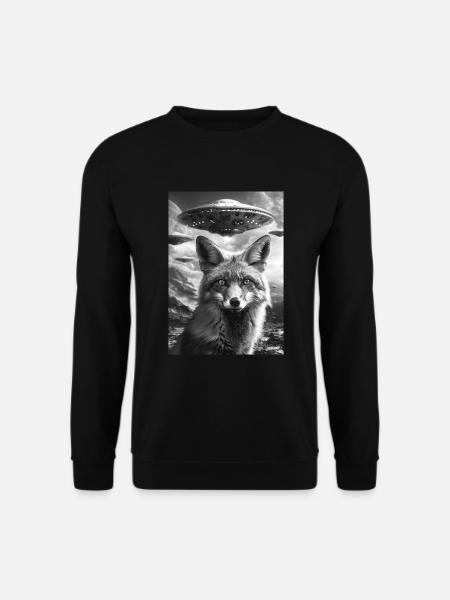 Ufo Selfie Fox - Unisex Sweatshirt - black