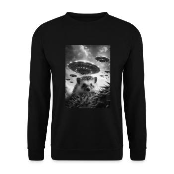 Hérisson Ovni Selfie - Sweat-shirt Unisexe - noir - Devant - Alina (178cm) & Michal (187cm)