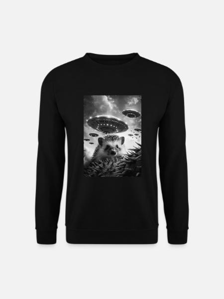 Ufo Selfie Hedgehog - Unisex Sweatshirt - black