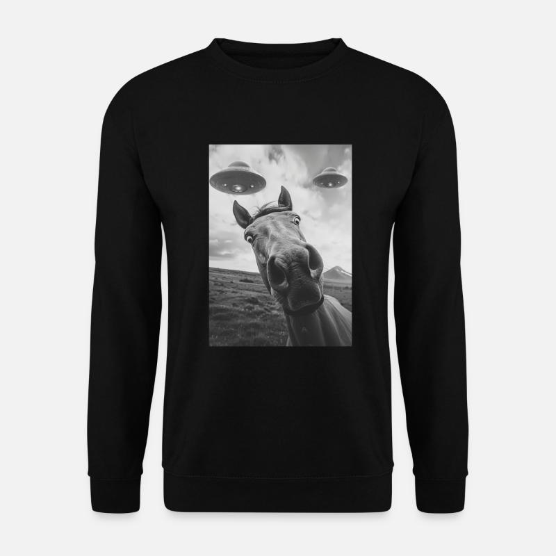 UFO Selfie Horse - Unisex Sweatshirt - black