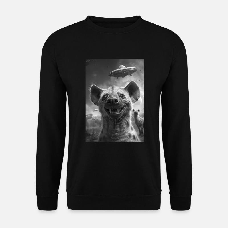Ufo Selfie Hyäne - Unisex Pullover - Schwarz