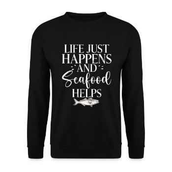 Seafood Lover Gift - Unisex Pullover - Schwarz - Vorne - Alina (178cm) & Michal (187cm)