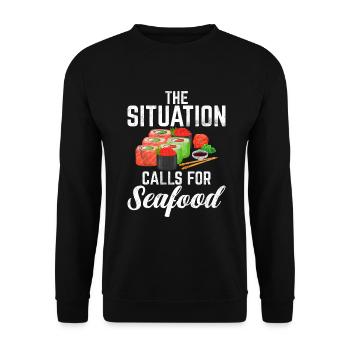 Seafood Lover Gift - Unisex Pullover - Schwarz - Vorne - Alina (178cm) & Michal (187cm)