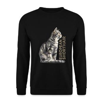 European shorthair - Unisex Sweatshirt - black - Front - Alina (178cm) & Michal (187cm)