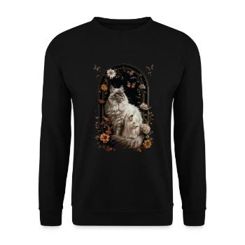 Sibirische Katze - Unisex Pullover - Schwarz - Vorne - Alina (178cm) & Michal (187cm)