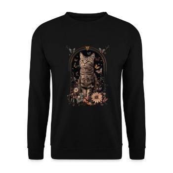 American Wirehaired Cat - Unisex Sweatshirt - black - Front - Alina (178cm) & Michal (187cm)