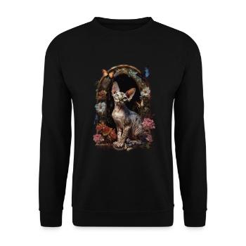 Devon Rex Cat - Unisex Sweatshirt - black - Front - Alina (178cm) & Michal (187cm)